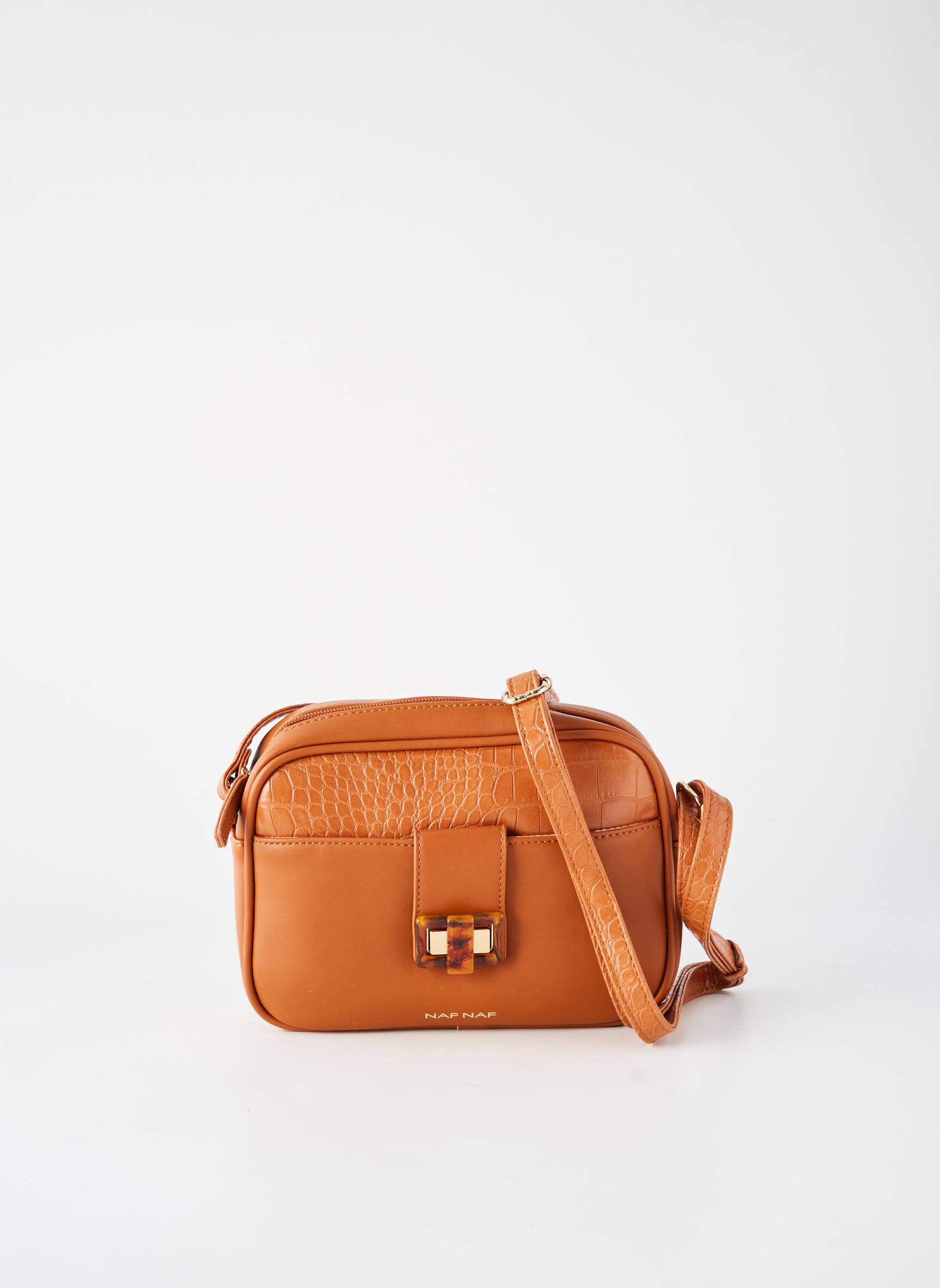 Sac multipoches forme rectangulaire marron NAF NAF femme