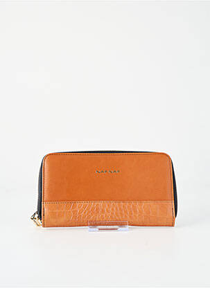 Portefeuille tissage simili-cuir marron NAF NAF femme
