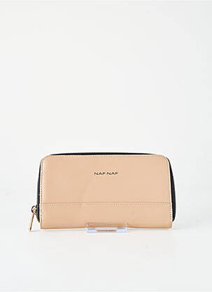 Portefeuille tissage simili-cuir beige NAF NAF femme