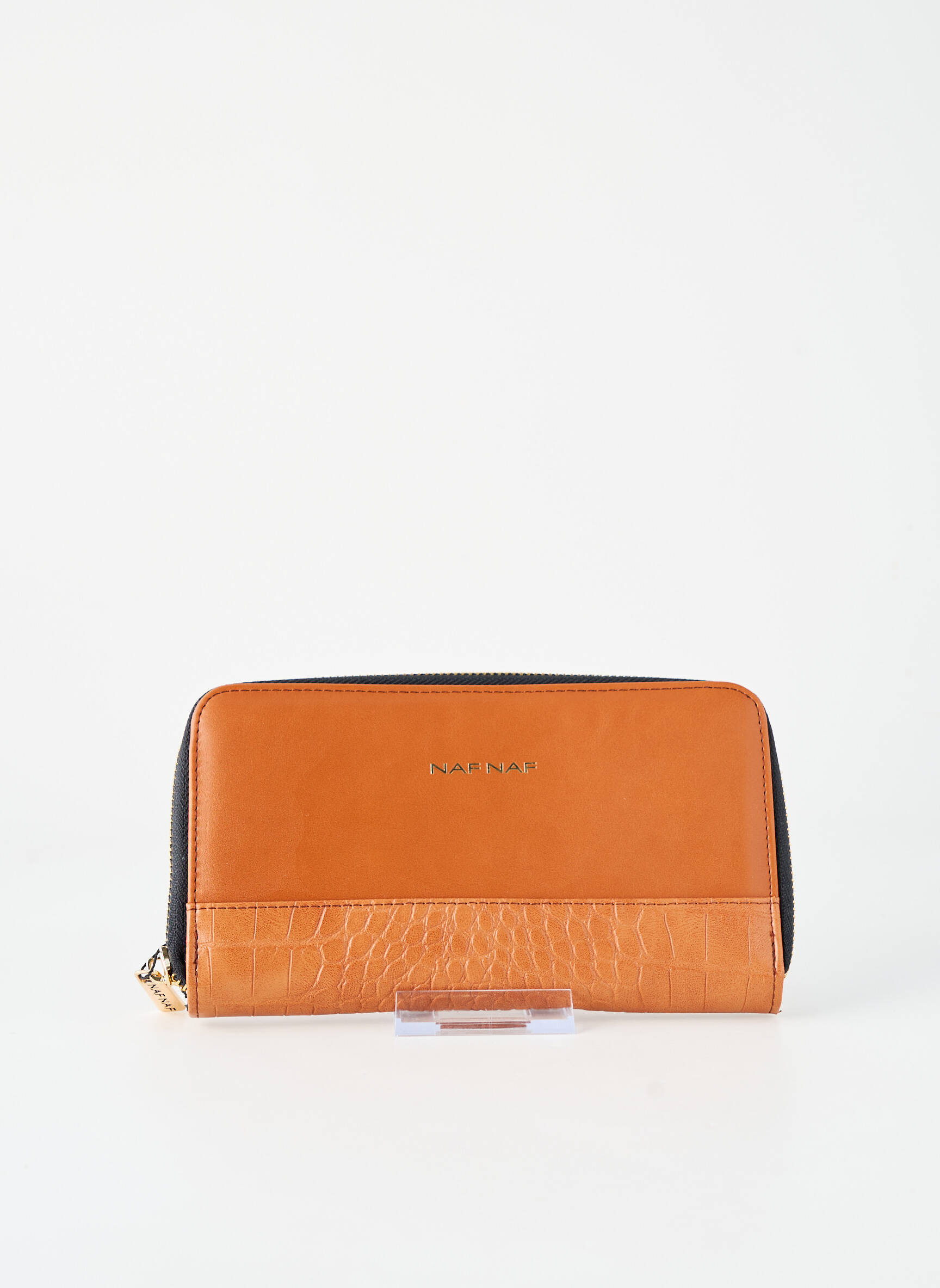 Portefeuille tissage simili-cuir marron NAF NAF femme