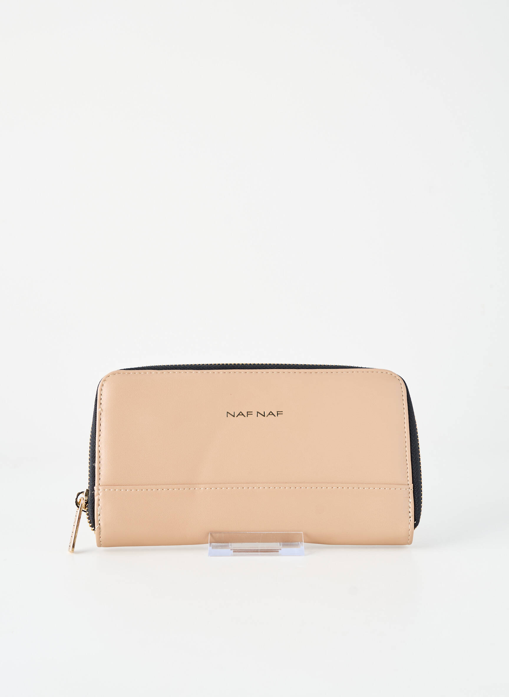 Portefeuille tissage simili-cuir beige NAF NAF femme