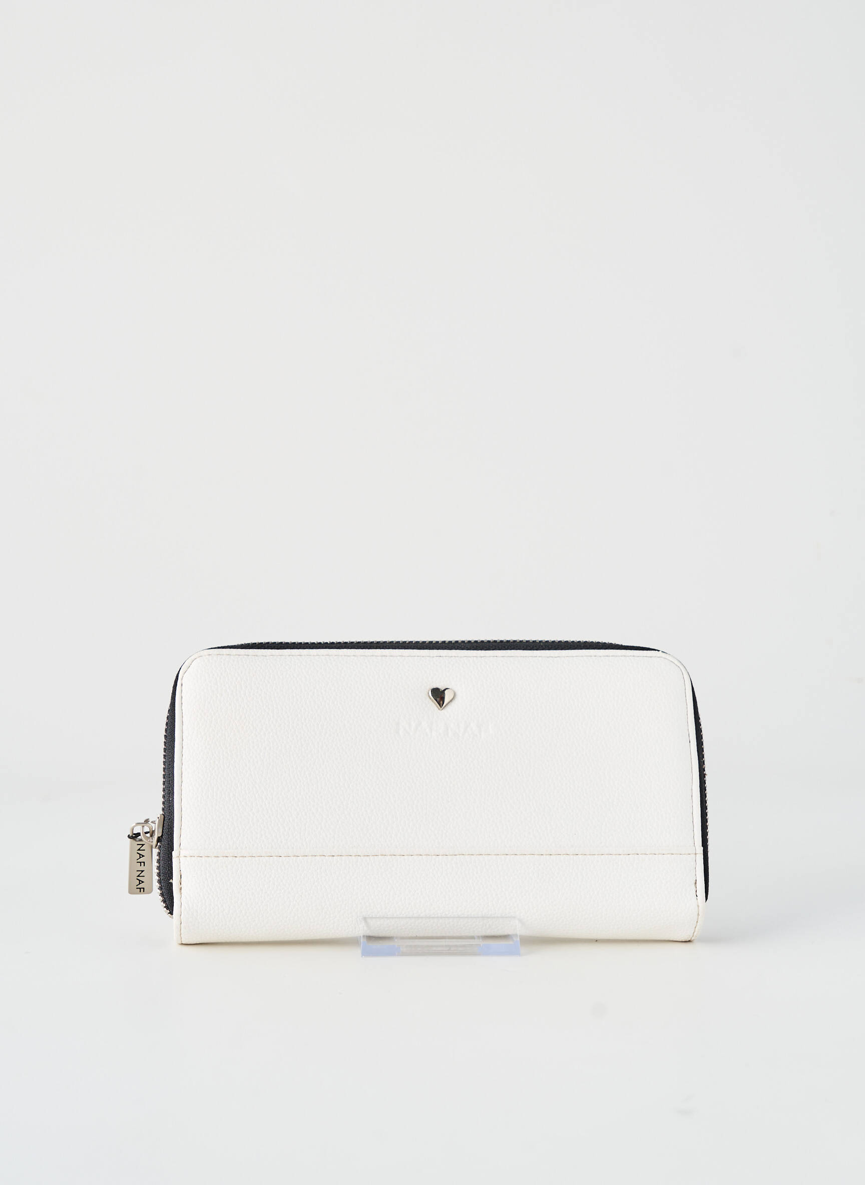 Portefeuille tissage simili-cuir blanc NAF NAF femme