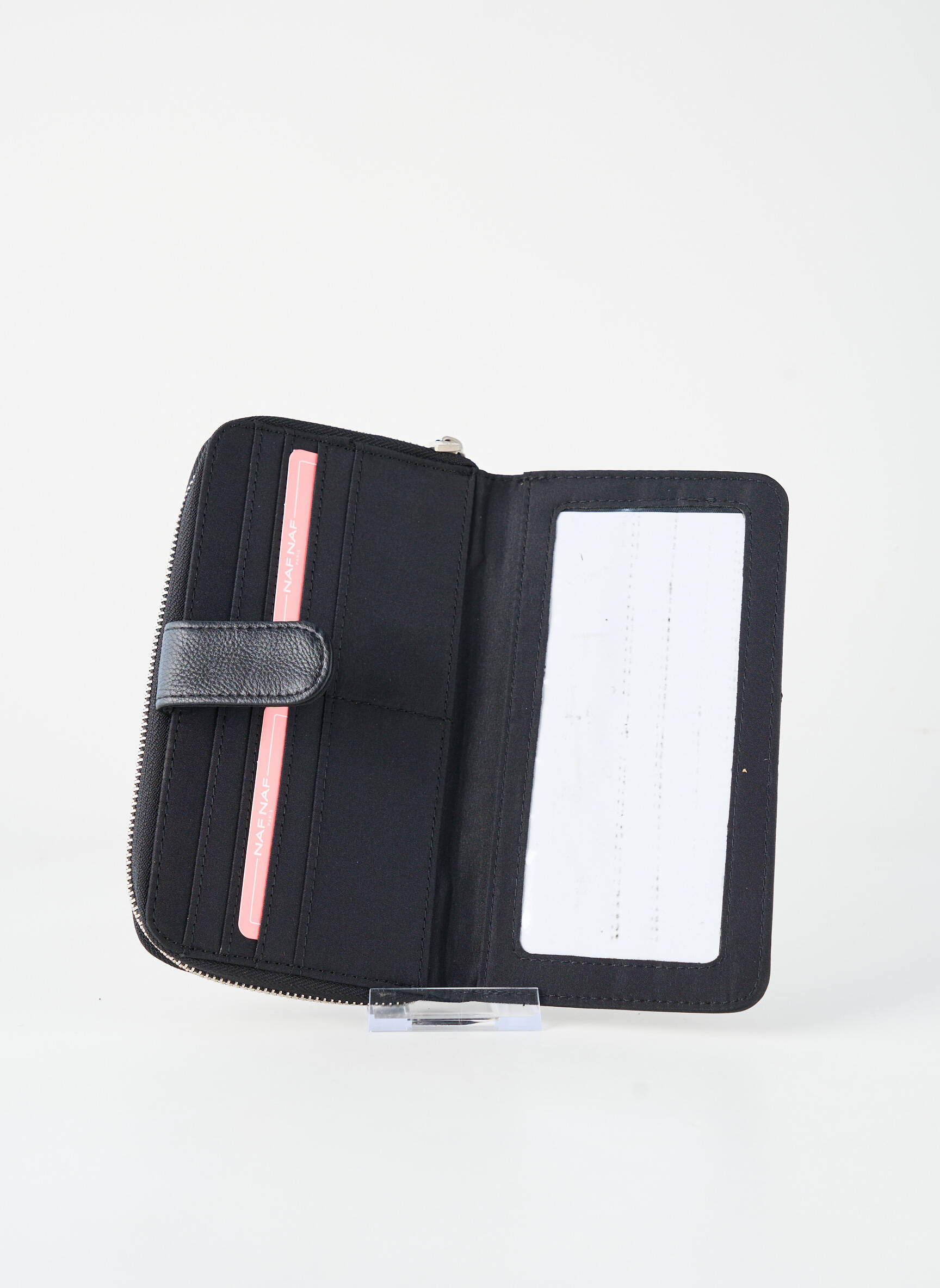Portefeuille tissage simili-cuir noir NAF NAF femme