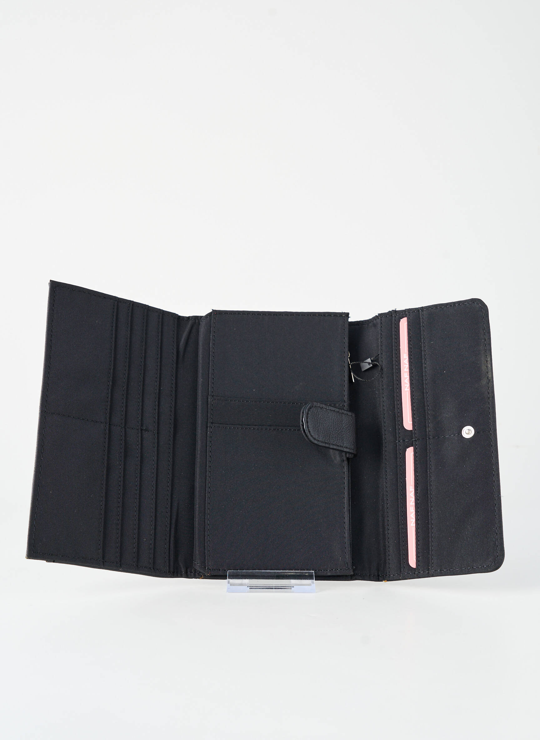 Portefeuille tissage simili-cuir noir NAF NAF femme