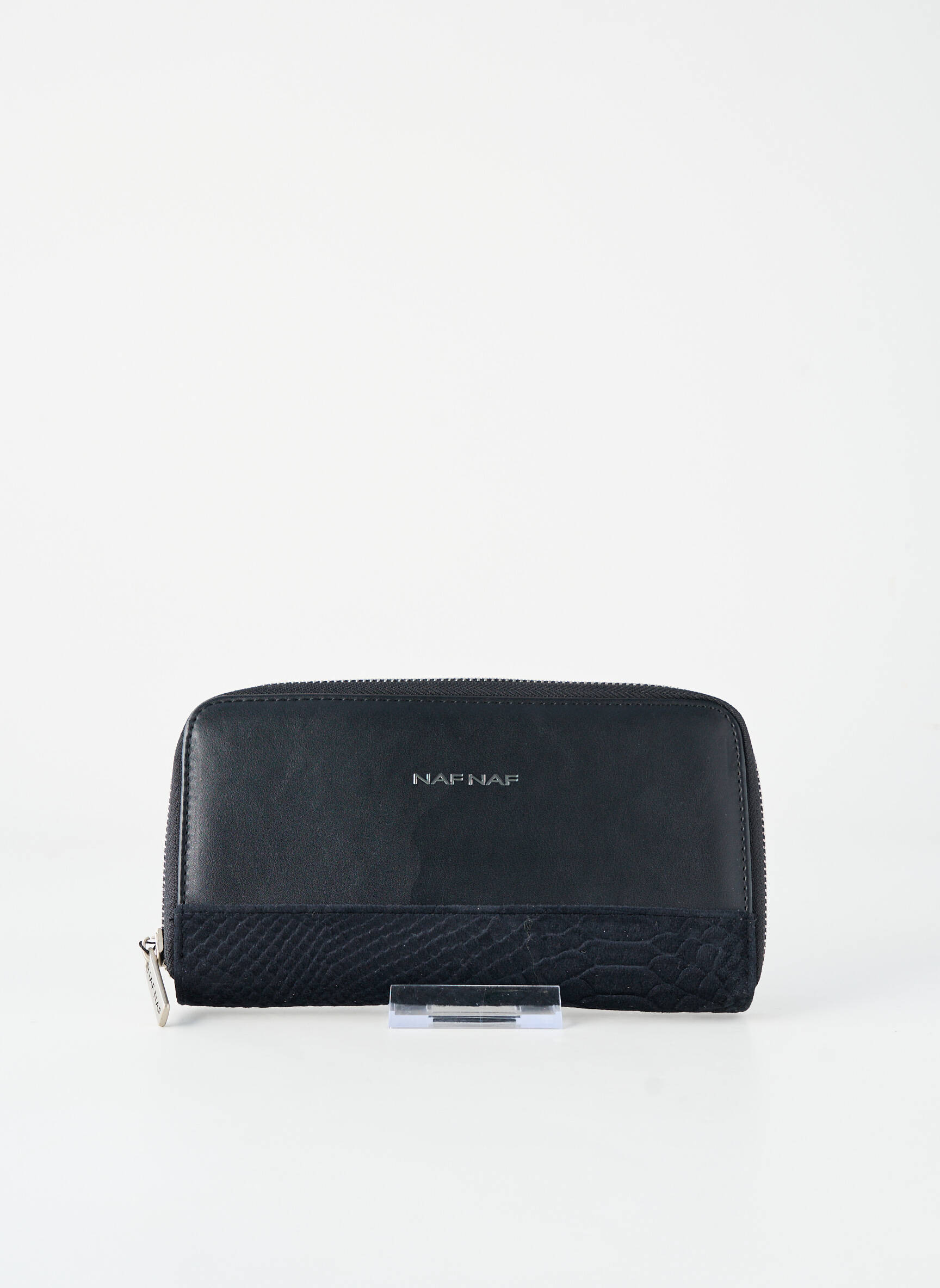 Portefeuille tissage simili-cuir noir NAF NAF femme