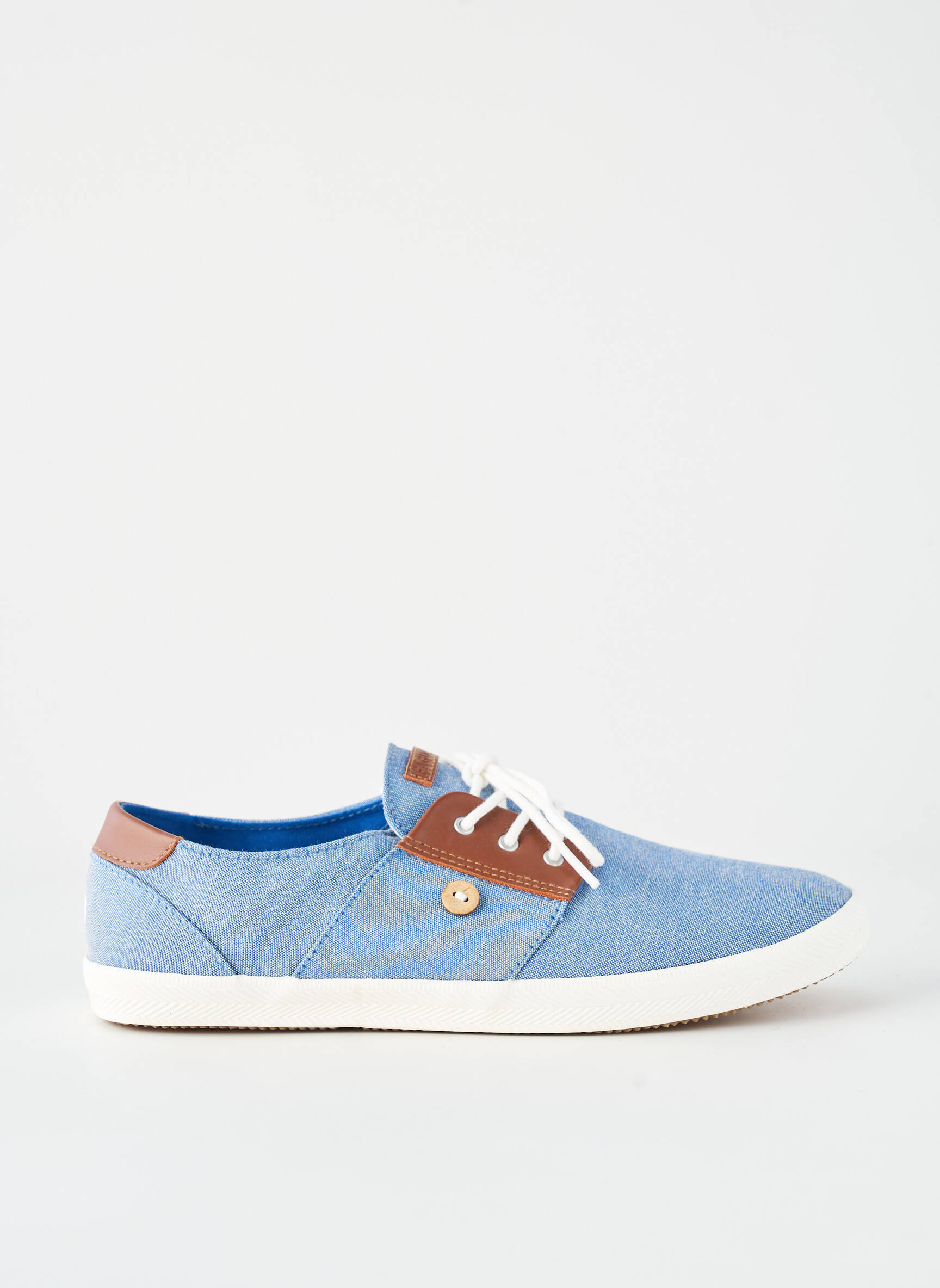 Baskets matière lisse bout rond bleu FAGUO homme