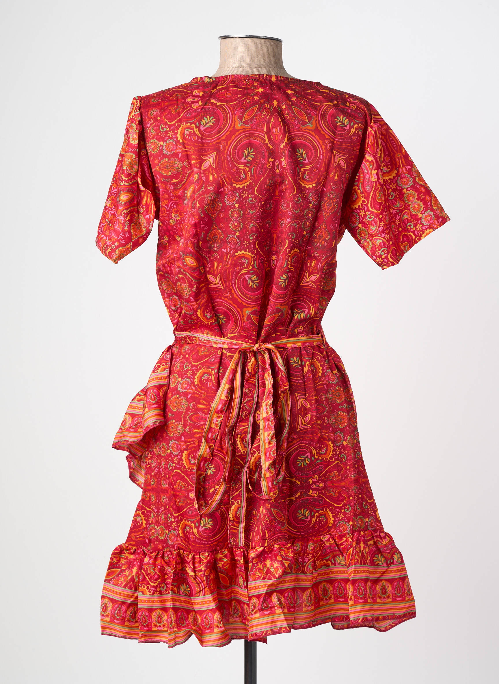Robe mi-longue imprimé fantaisie manches courtes rouge SINOE BY BAMBOO'S femme