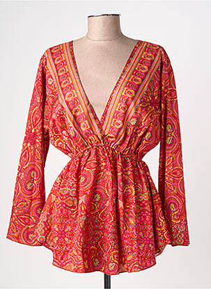 Top imprimé fantaisie manches longues rouge SINOE BY BAMBOO'S femme