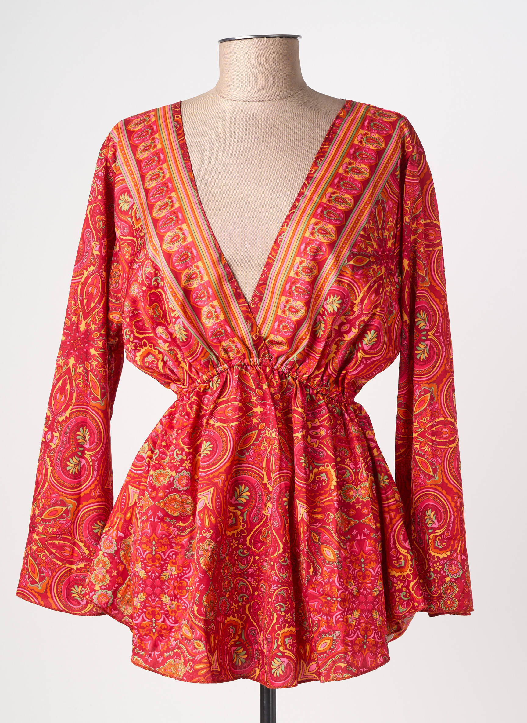 Top imprimé fantaisie manches longues rouge SINOE BY BAMBOO'S femme