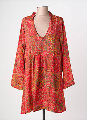 Robe mi-longue imprimé fantaisie manches longues rouge SINOE BY BAMBOO'S femme