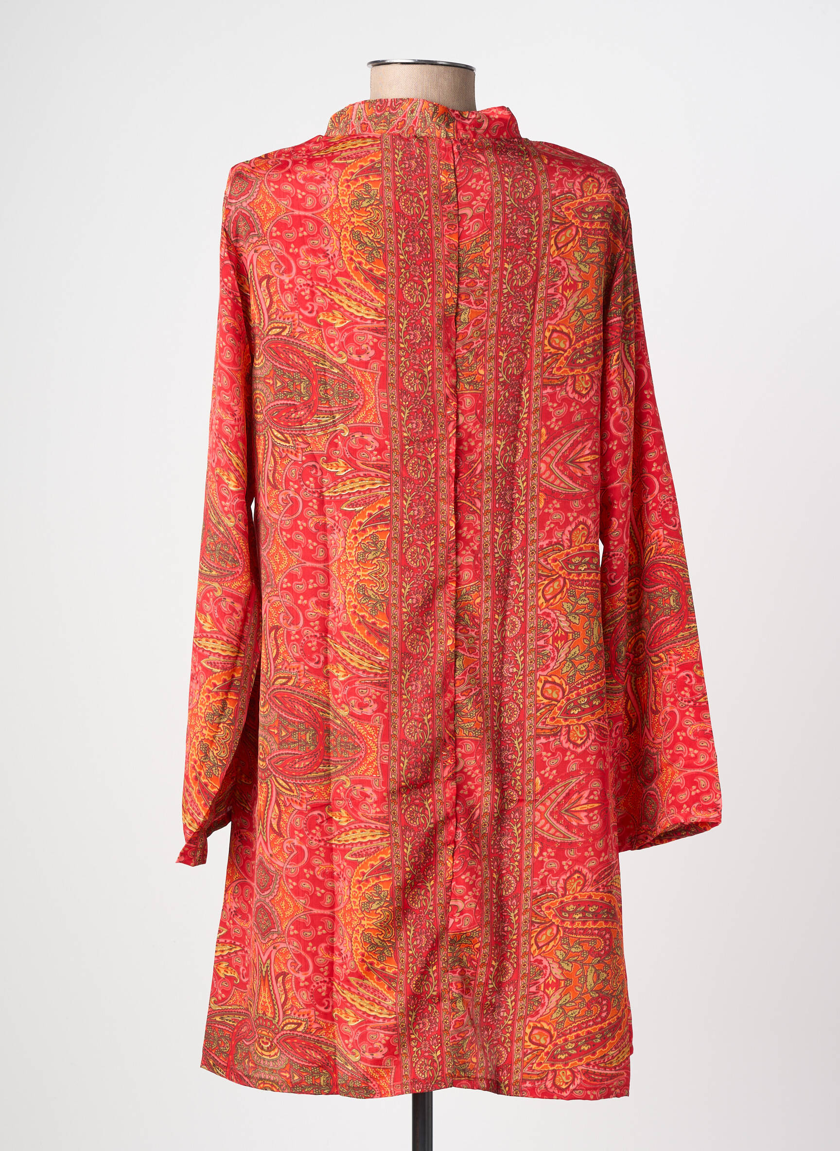 Robe mi-longue imprimé fantaisie manches longues rouge SINOE BY BAMBOO'S femme