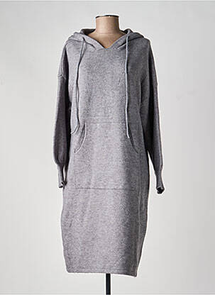 Robe pull col v manches longues gris WORLD FASHION femme