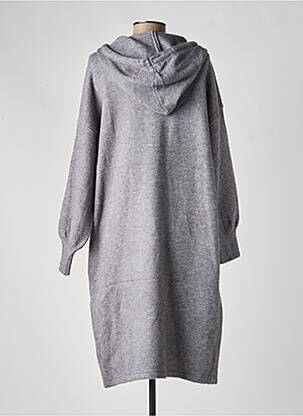 Robe pull col v manches longues gris WORLD FASHION femme