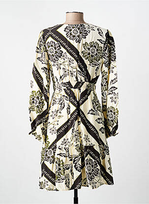 Robe mi-longue imprimé fleurs manches longues beige IN APRIL 1986 femme