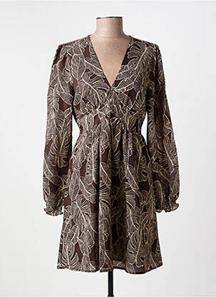 Robe courte manches longues manches longues marron IKOONE&BIANKA femme
