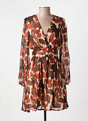 Robe courte manches longues manches longues marron IKOONE&BIANKA femme