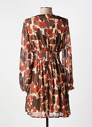 Robe courte manches longues manches longues marron IKOONE&BIANKA femme