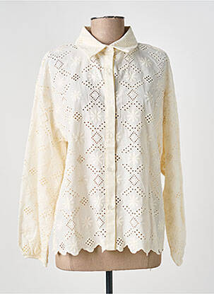 Chemisier coupe droite manches longues beige EXQUISS'S femme