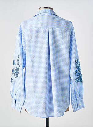 Chemisier tissage crêpe manches longues bleu LUMINE femme