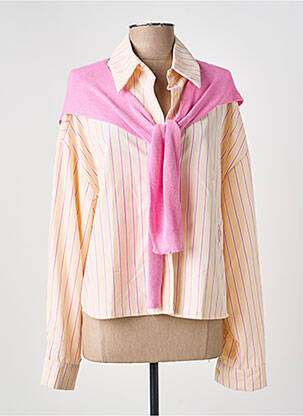 Chemisier tissage popeline manches longues rose SEASON femme