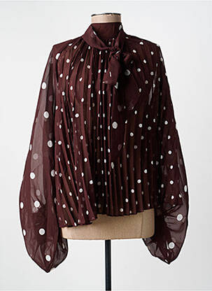 Blouse légère et transparente manches longues marron LUMINE femme