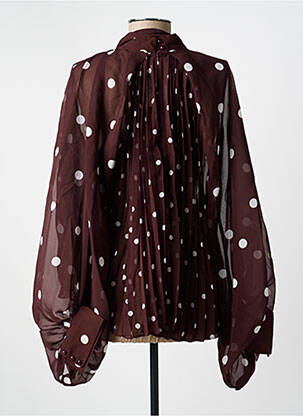 Blouse légère et transparente manches longues marron LUMINE femme