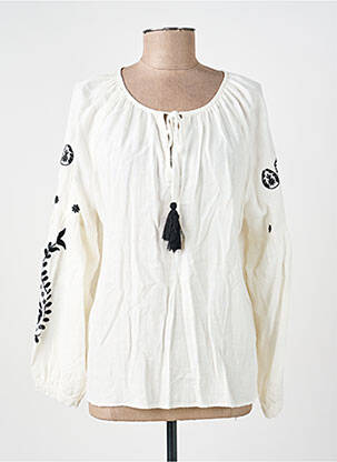 Blouse légère et transparente manches longues beige MUSY MUSE femme