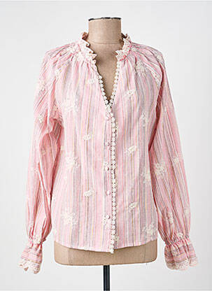 Chemisier coupe cintrée manches longues rose PEACE N'LOVE femme