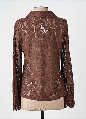 Chemisier coupe cintrée manches longues marron GOLDEN LIVE femme