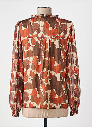 Blouse légère et transparente manches longues marron IKOONE&BIANKA femme