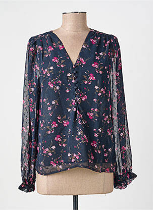 Chemisier imprimé fleurs manches longues bleu EMMA ELLA femme