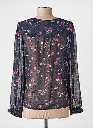Chemisier imprimé fleurs manches longues bleu EMMA ELLA femme