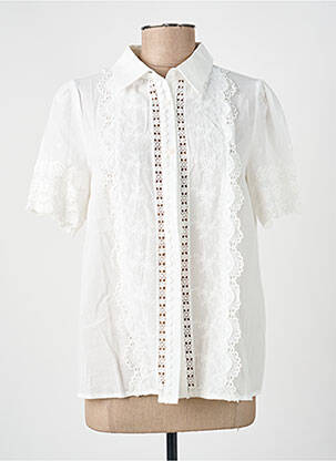 Chemisier coupe fluide manches courtes blanc GOLDEN LIVE femme