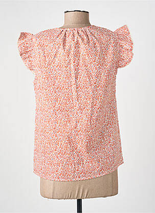 Blouse tissage popeline manches courtes orange IKOONE&BIANKA femme
