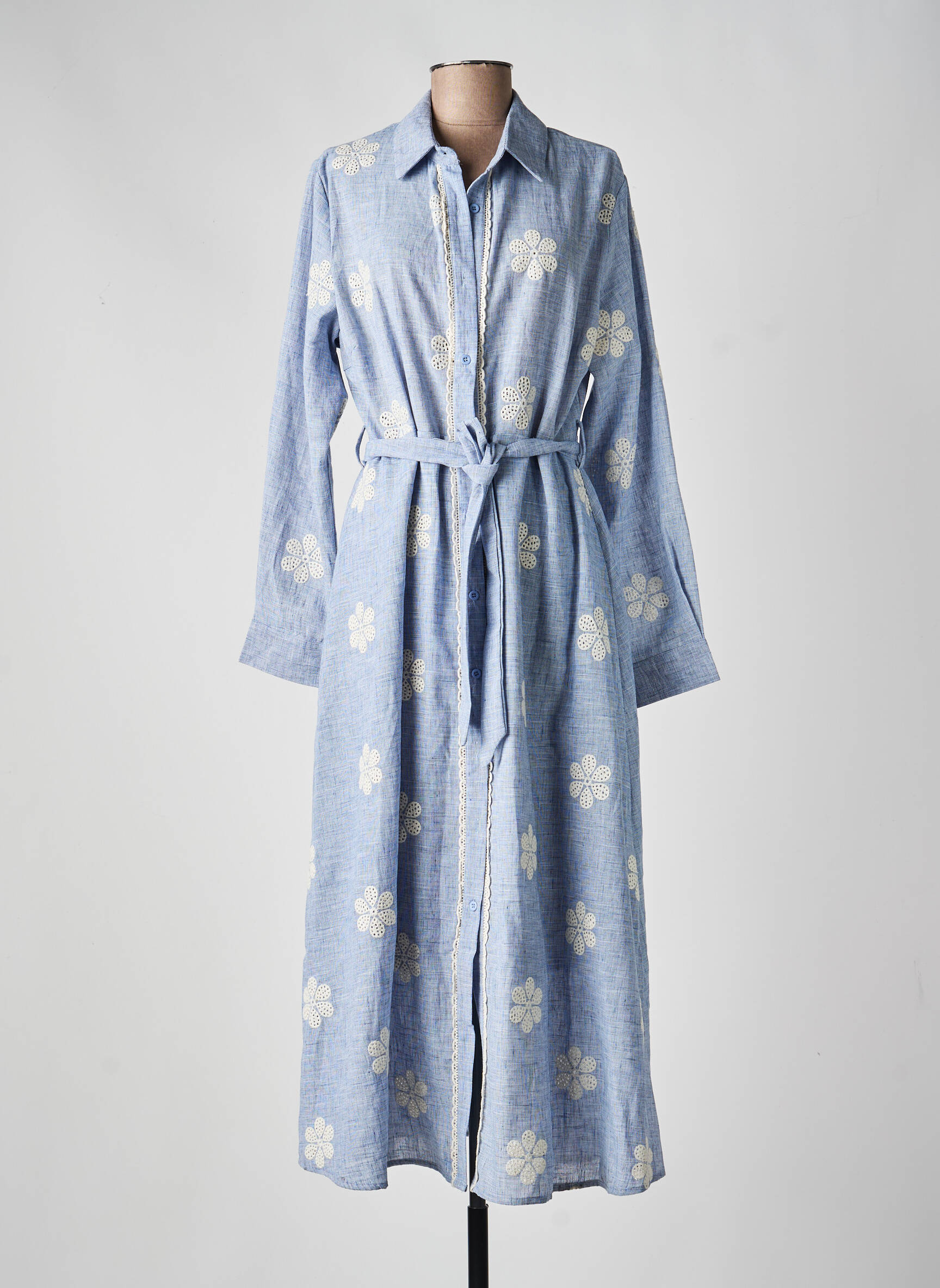 Robe longue manches longues manches longues bleu CIAO MILANO femme