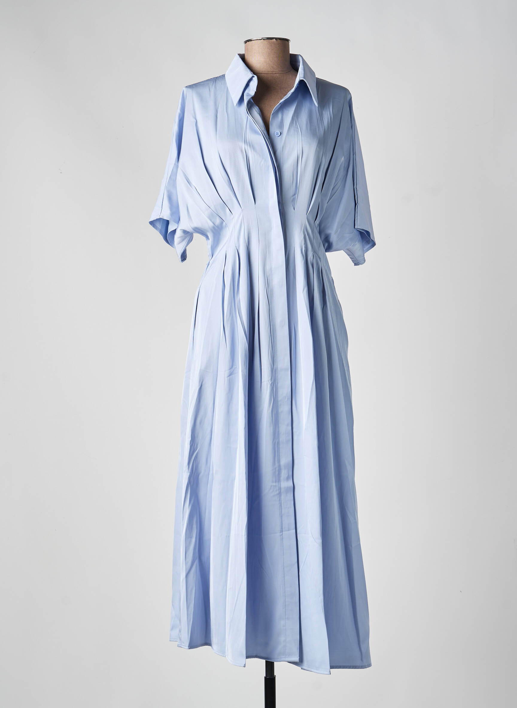Robe longue manches courtes manches courtes bleu EXQUISS'S femme