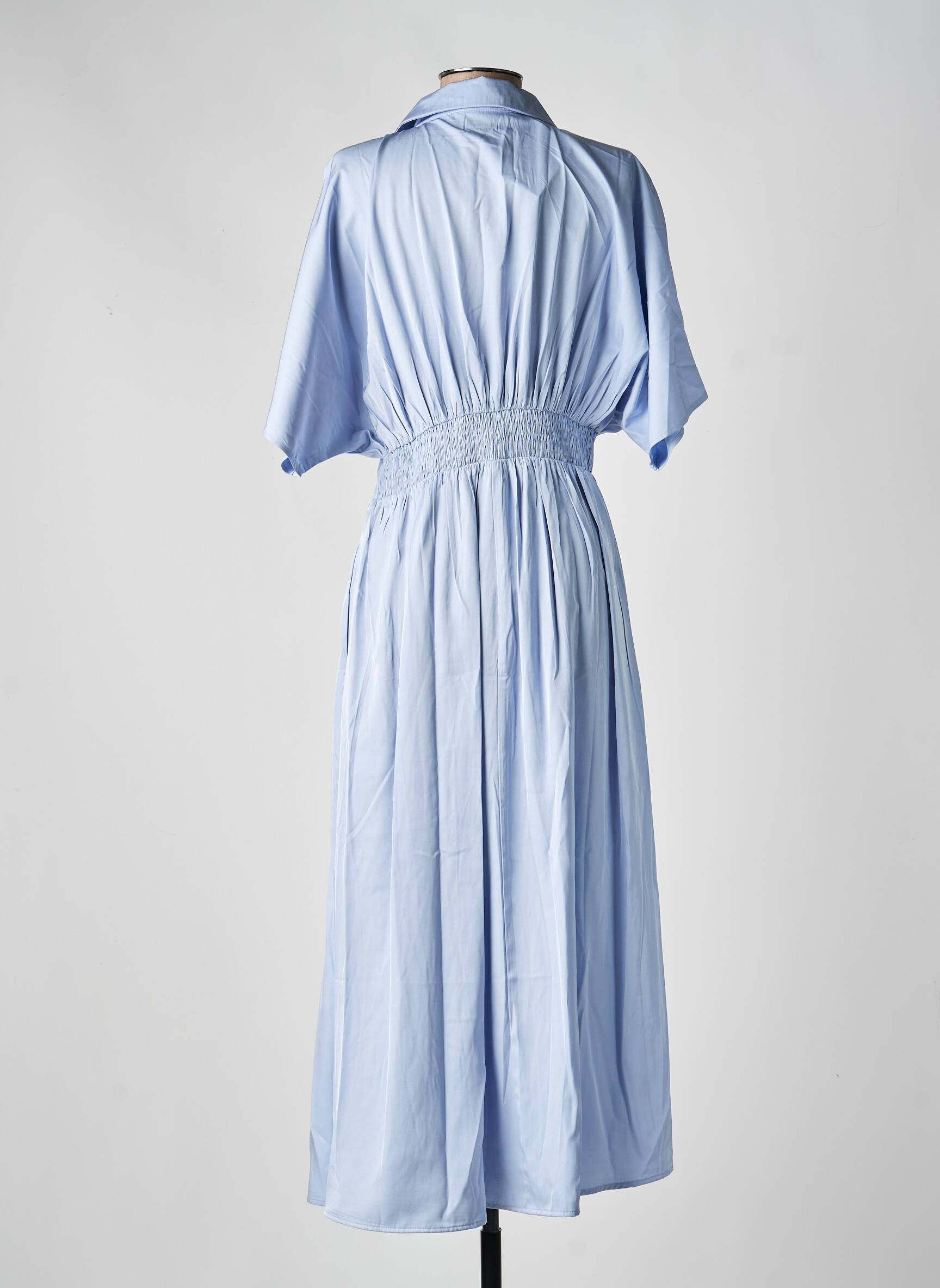 Robe longue manches courtes manches courtes bleu EXQUISS'S femme