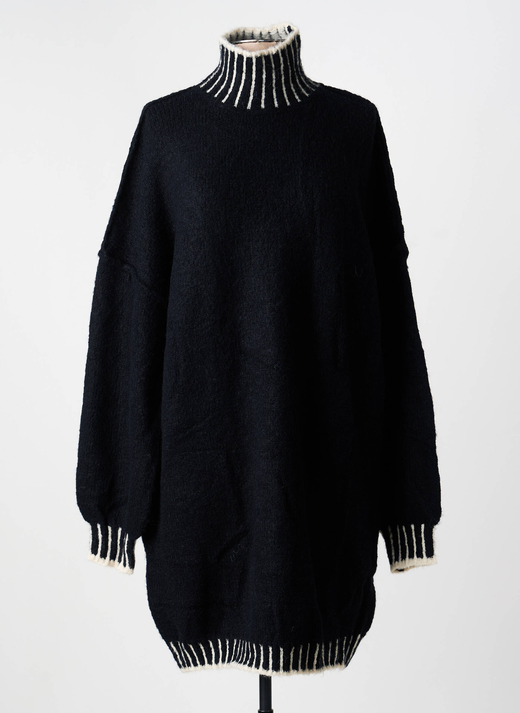 Robe pull stretch manches longues noir IKOONE&BIANKA femme
