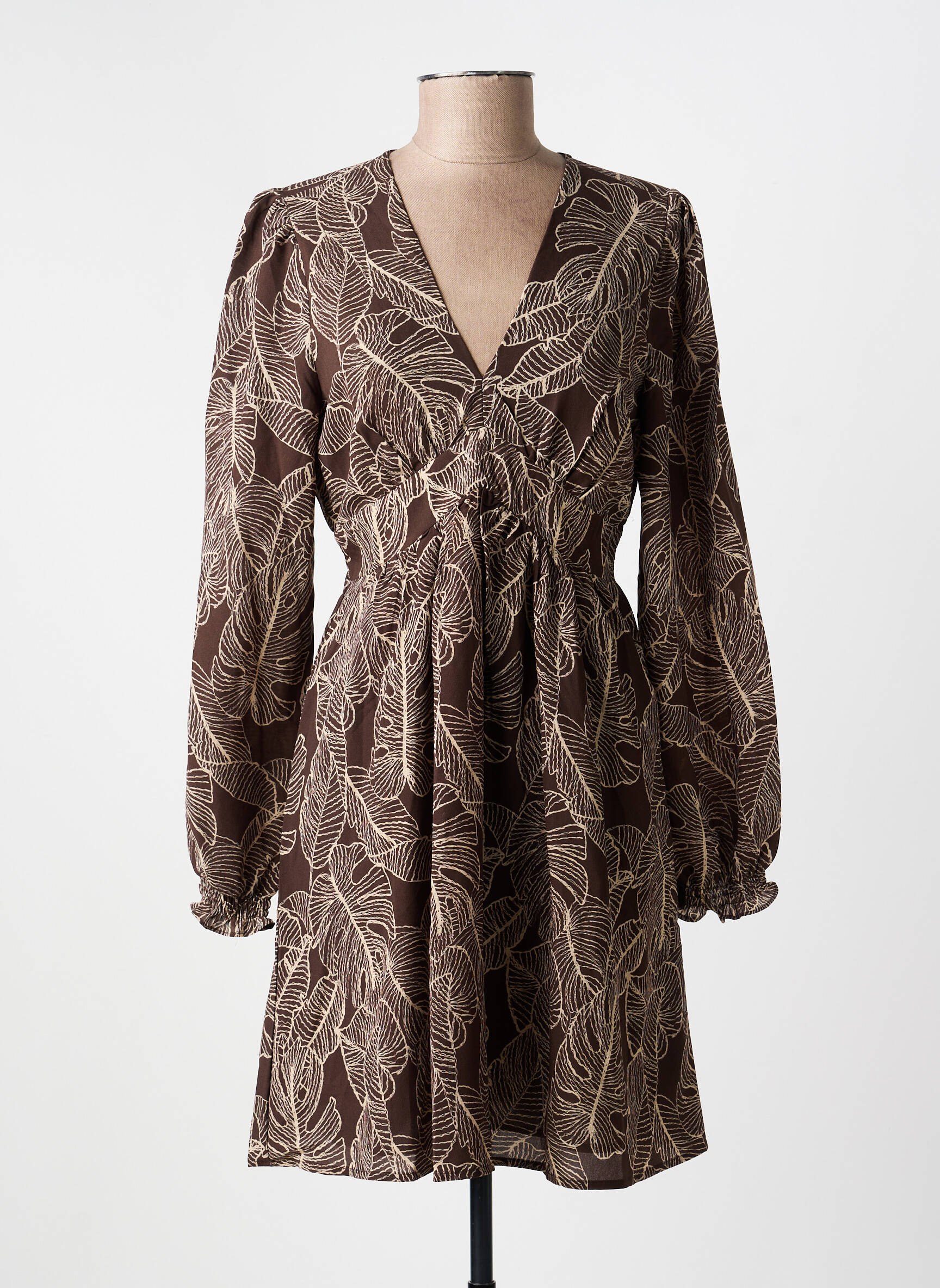 Robe courte manches longues manches longues marron IKOONE&BIANKA femme