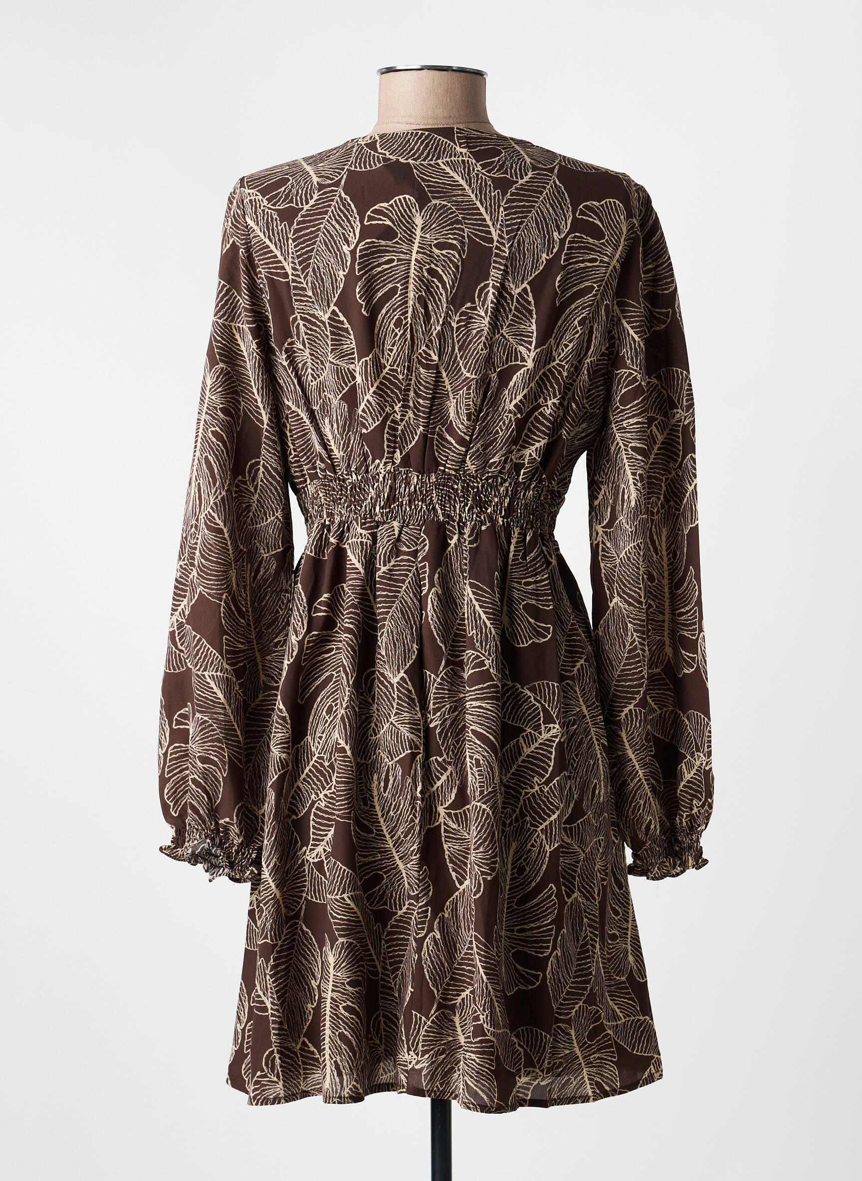 Robe courte manches longues manches longues marron IKOONE&BIANKA femme