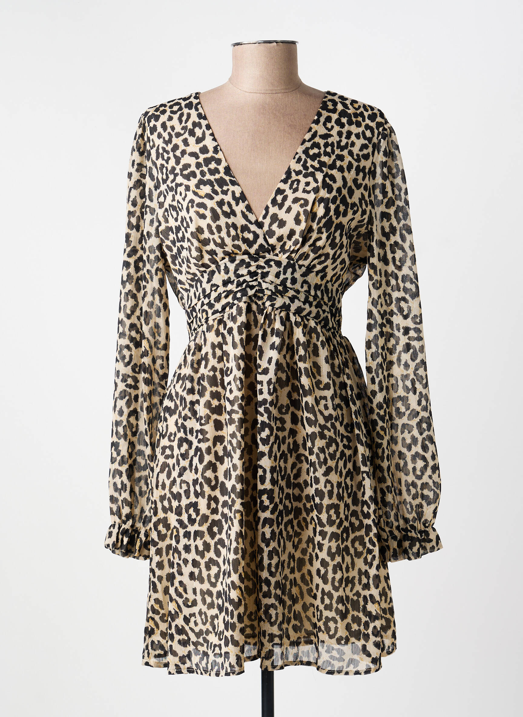 Robe courte manches longues manches longues beige EMMA ELLA femme