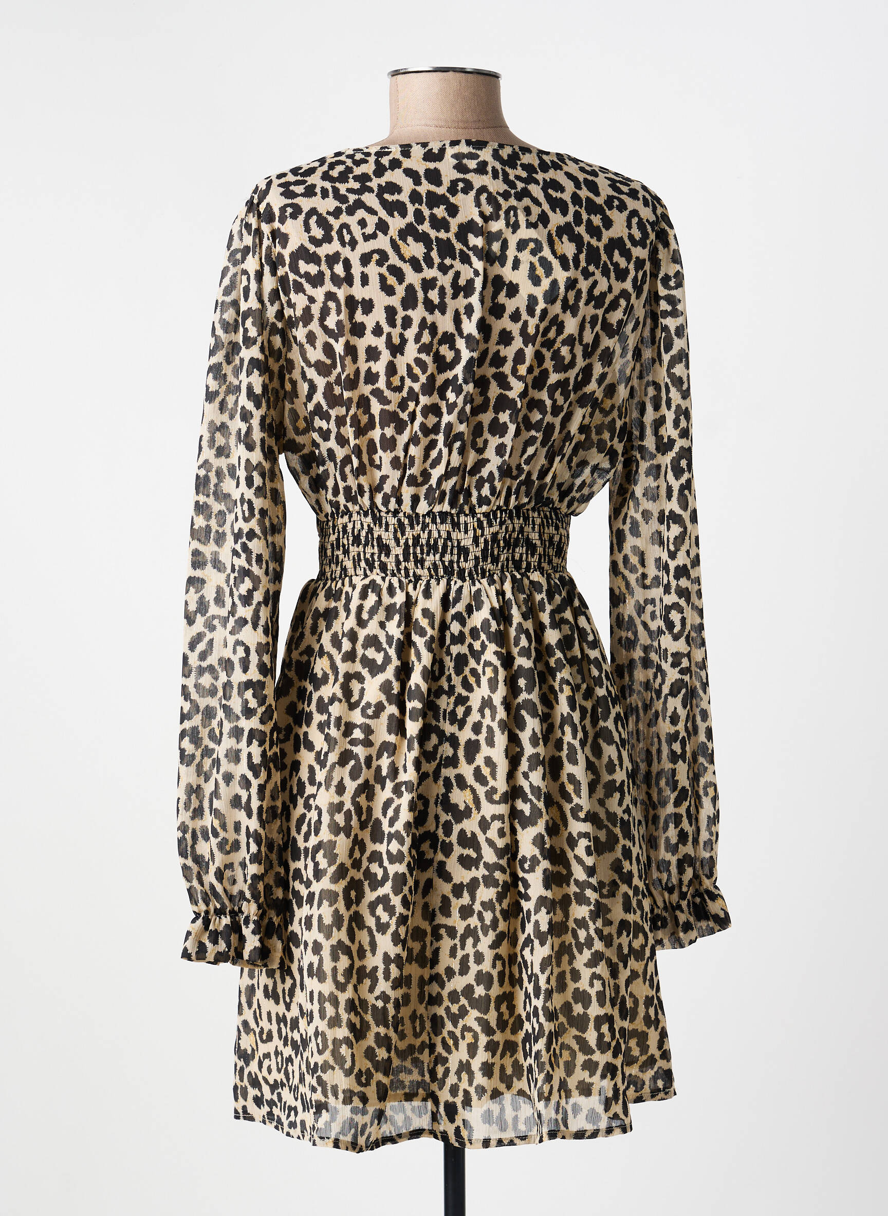 Robe courte manches longues manches longues beige EMMA ELLA femme