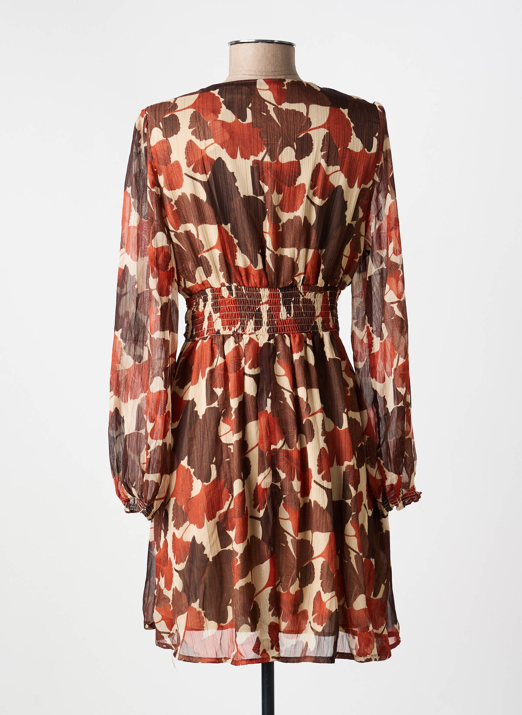 Robe courte manches longues manches longues marron IKOONE&BIANKA femme