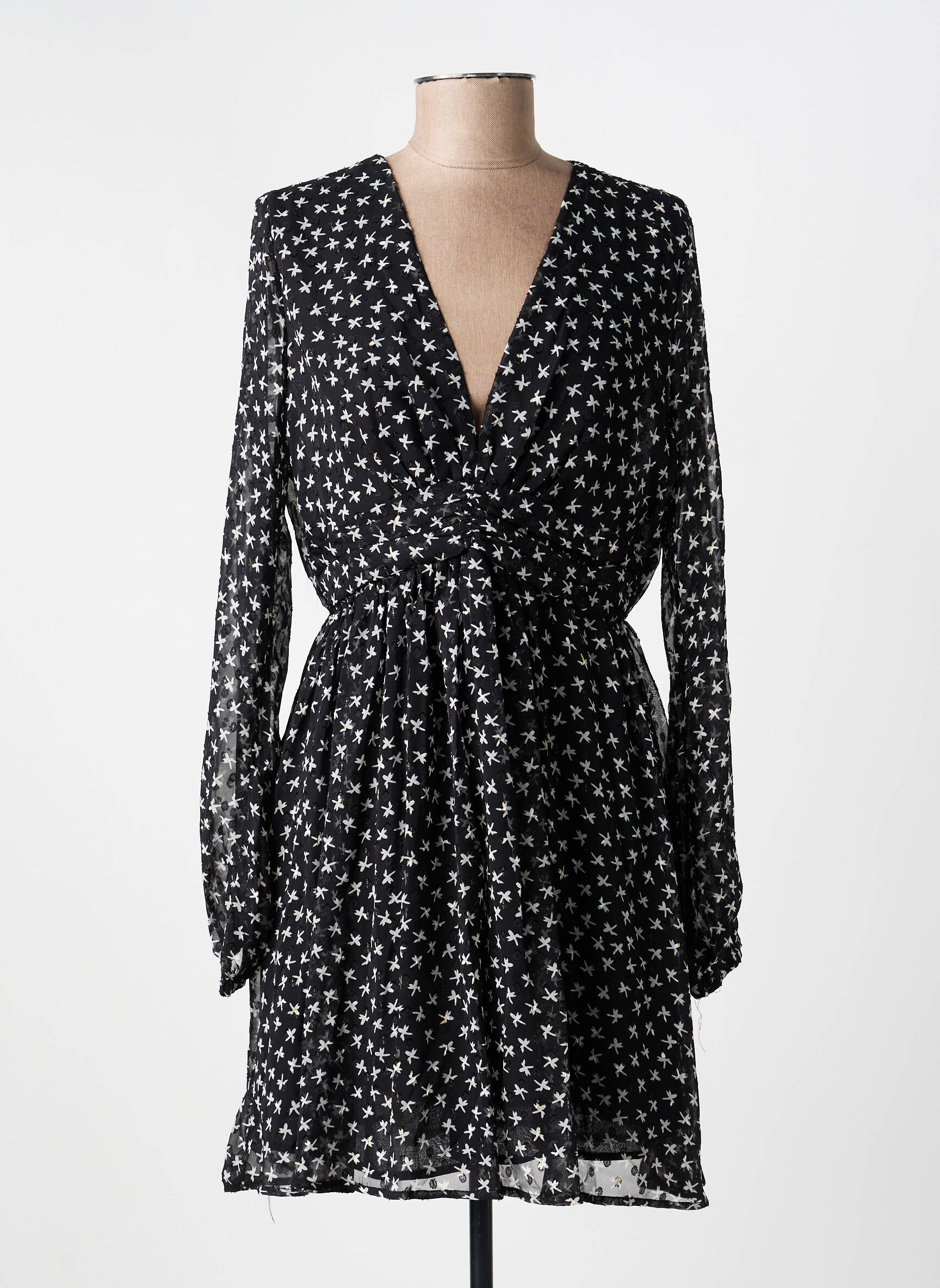 Robe courte manches longues manches longues noir EMMA ELLA femme