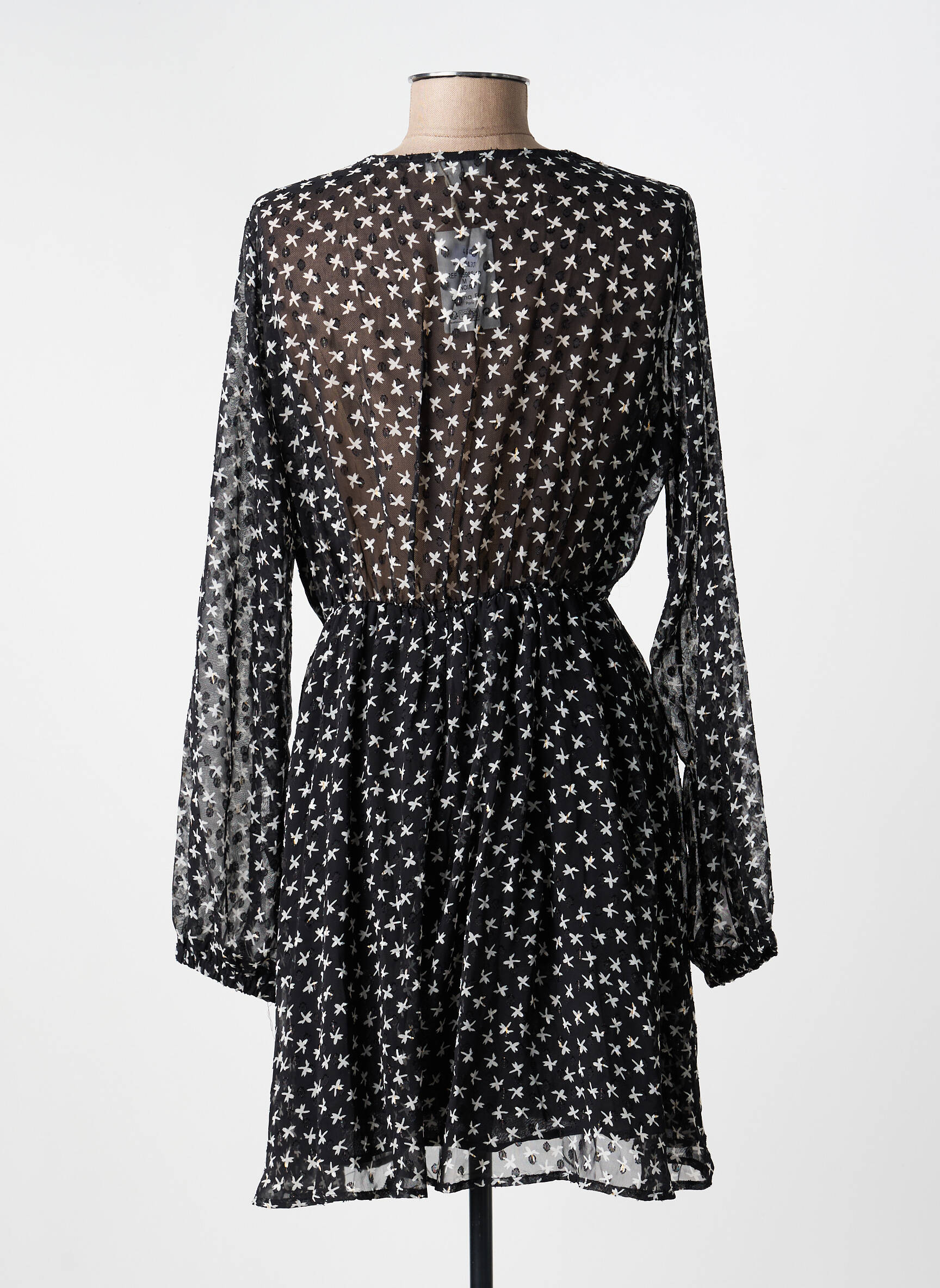 Robe courte manches longues manches longues noir EMMA ELLA femme
