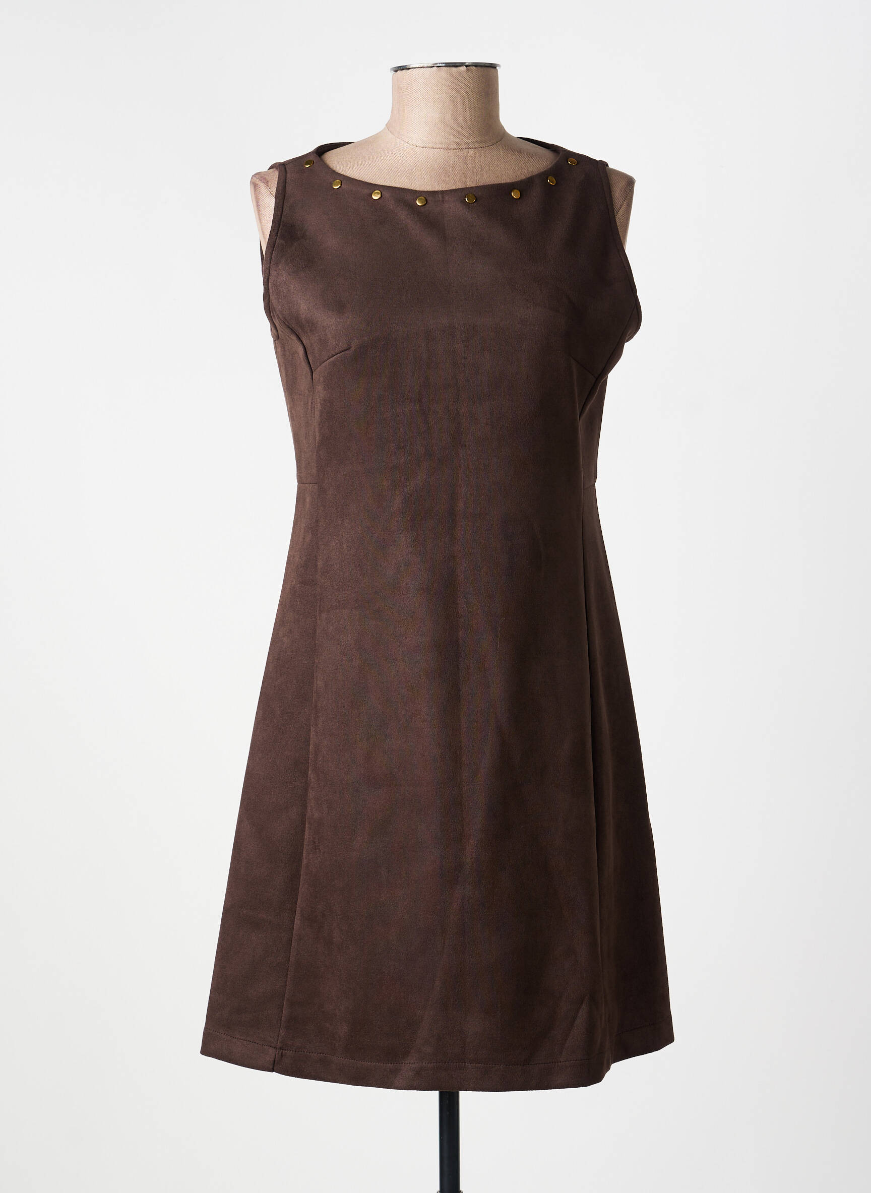Robe courte sans manche sans manche marron CHARMING GIRL femme
