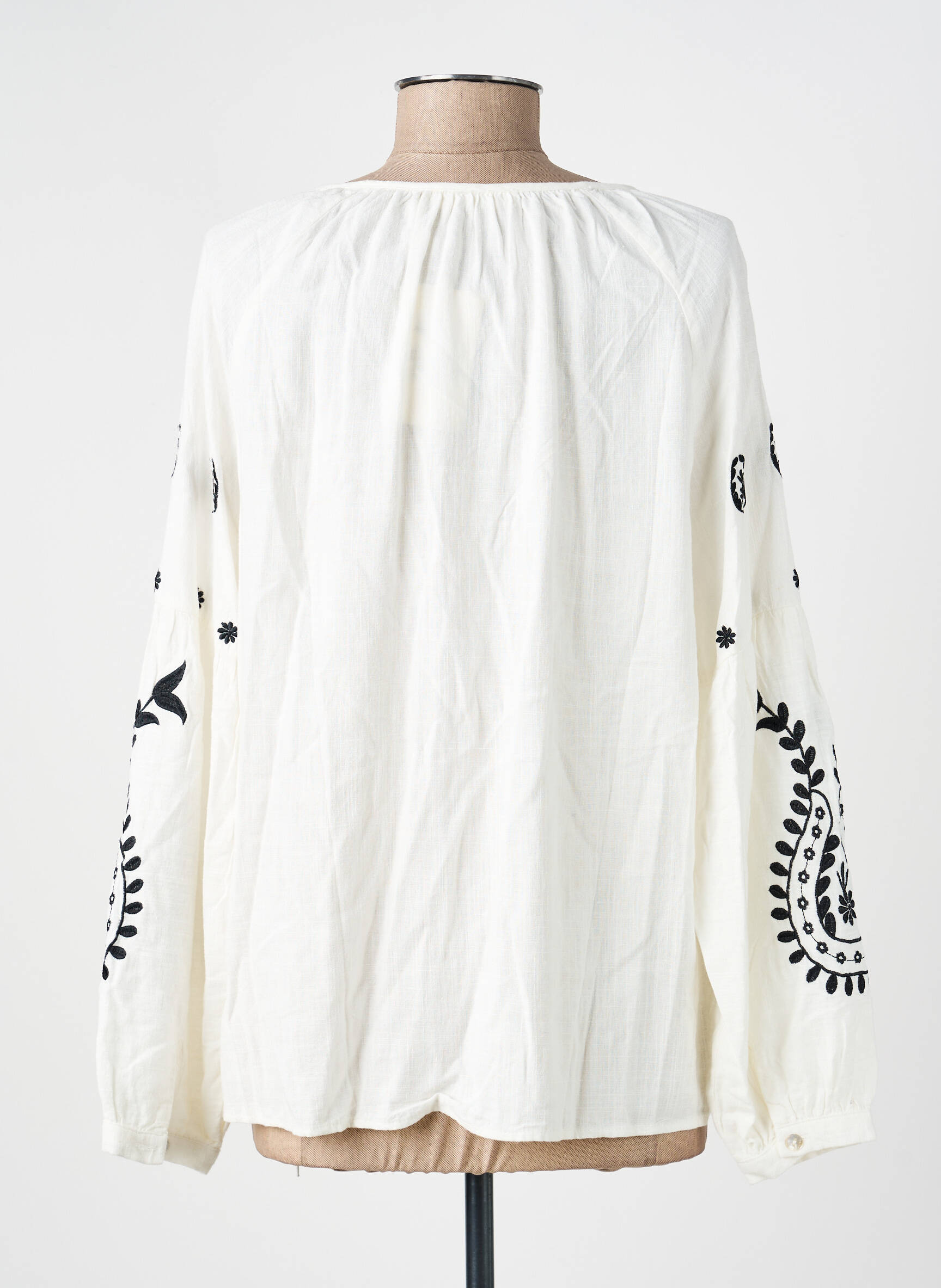 Blouse légère et transparente manches longues beige MUSY MUSE femme