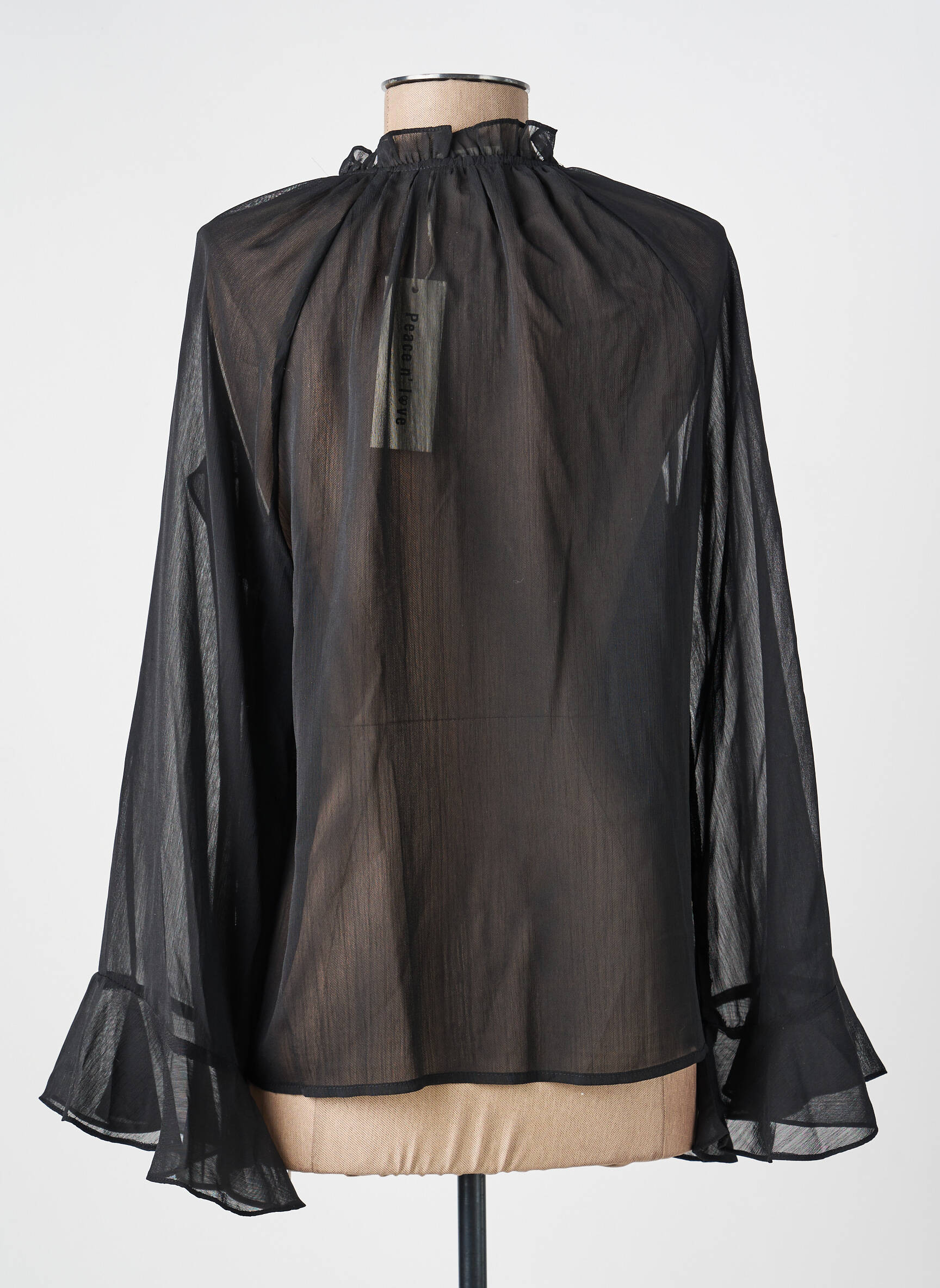 Blouse légère et transparente manches longues noir PEACE N'LOVE femme