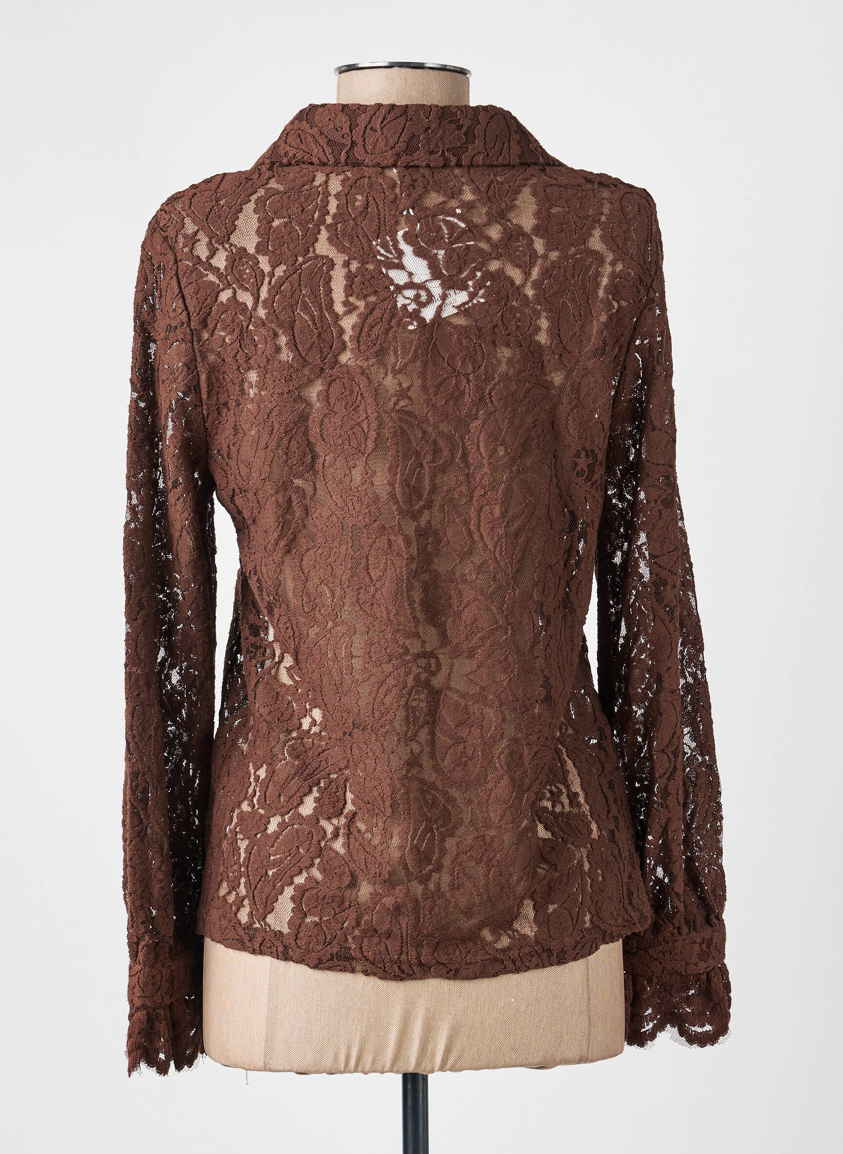 Chemisier coupe cintrée manches longues marron GOLDEN LIVE femme