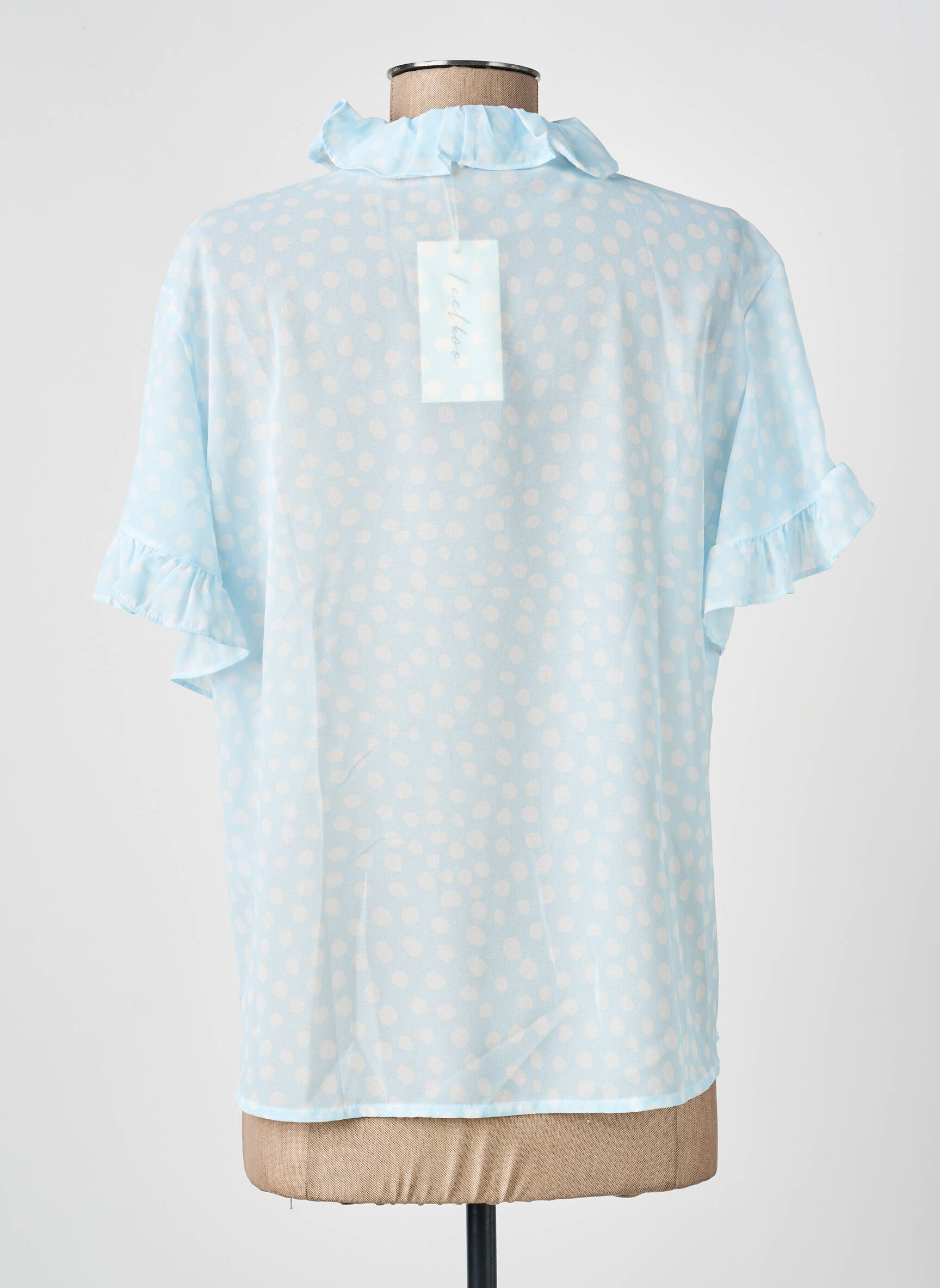 Blouse légère et transparente manches courtes bleu FEELHOO femme